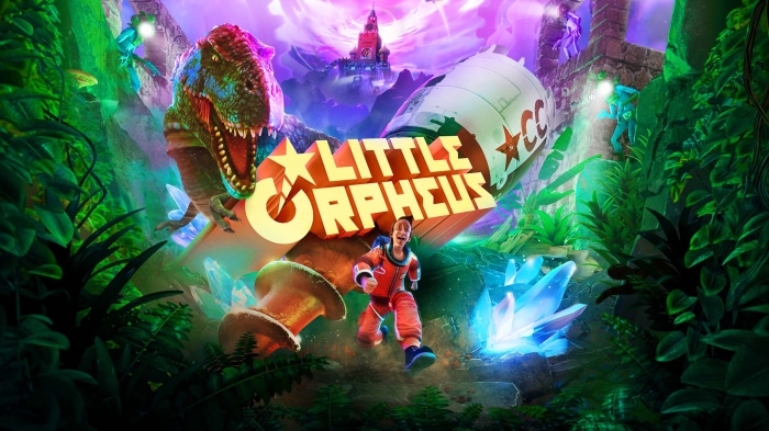 Little Orpheus game art with astronaut and dinosaur