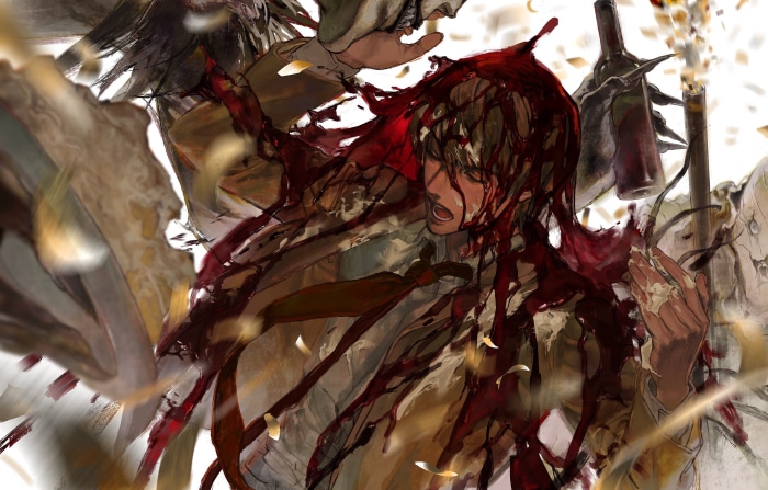 Light Yagami covered in blood