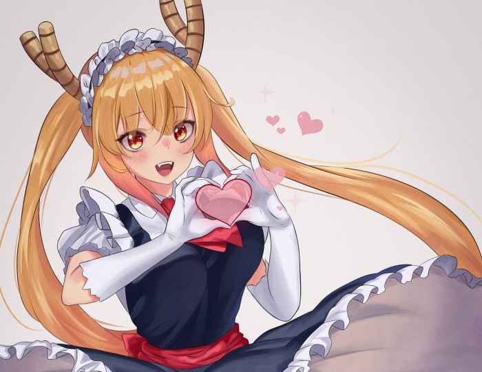 Tohru from Miss Kobayashi's Dragon Maid holding a heart