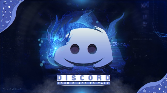 Discord logo with a blue dragon