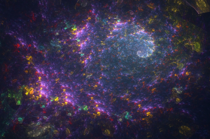 Abstract Fractal Swirl with Colorful Particles 4K