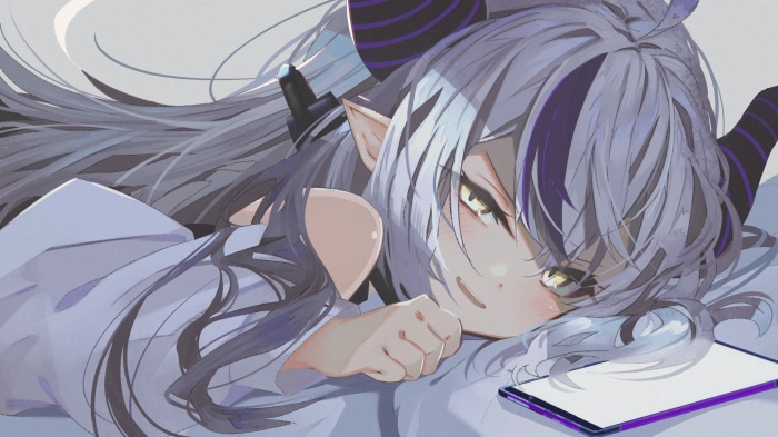 La+ Darknesss from Hololive lying down
