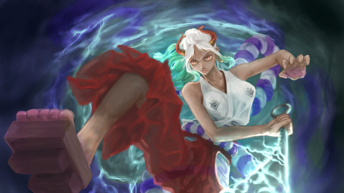 Yamato from One Piece with lightning