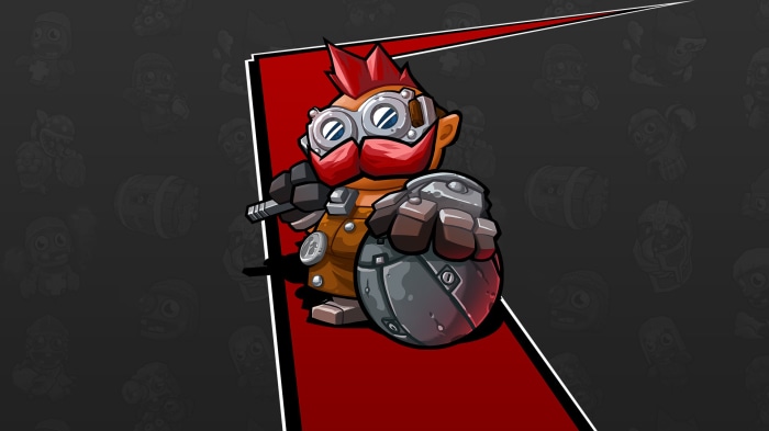 Dwarf warrior with goggles and shield