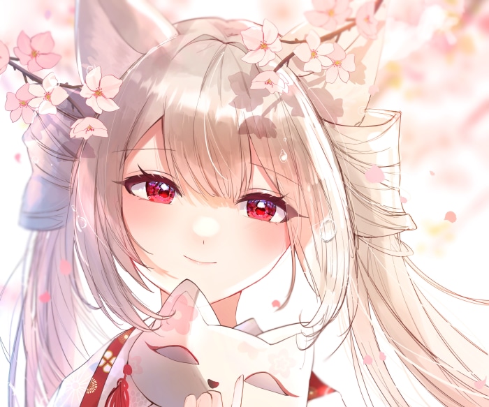 Anime girl with fox ears and mask