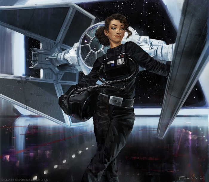 Ciena Ree from Star Wars with TIE Fighter
