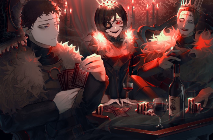 Dante, Vanica, and Zenon from Black Clover playing cards 4K