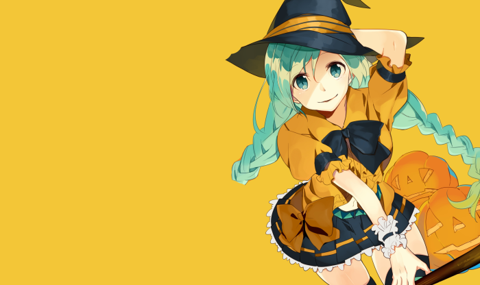 Hatsune Miku witch with pumpkins