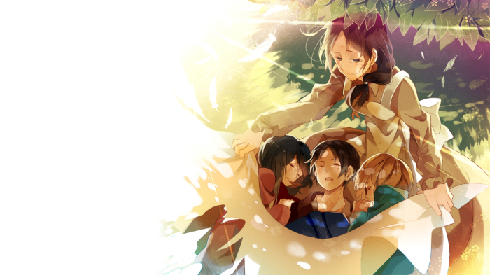 Mikasa, Eren, and Armin from Attack on Titan