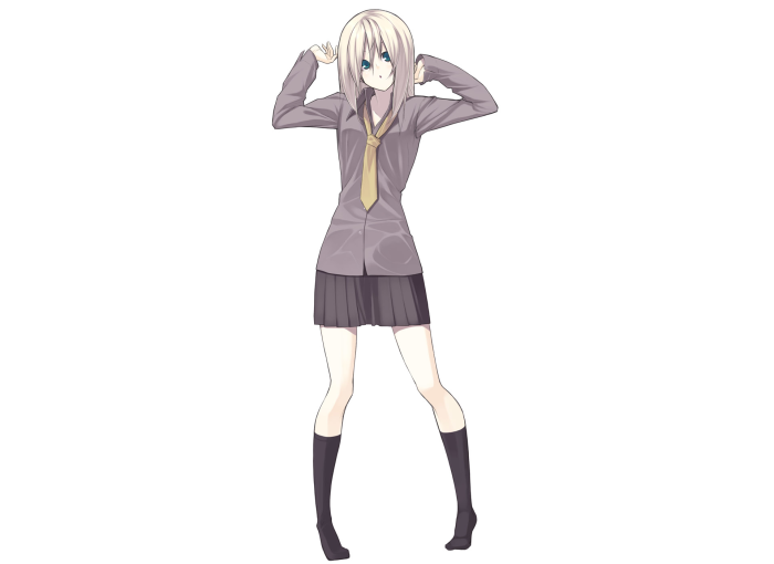 Girl in school uniform with blonde hair