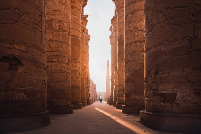 Ancient Columns and Obelisk in Luxor, Egypt