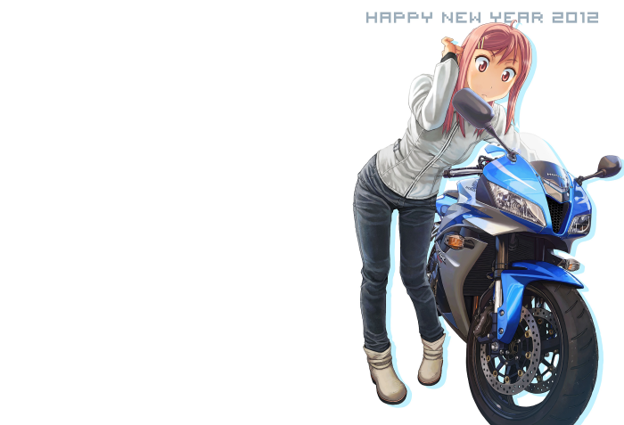 Anime girl with Honda motorcycle