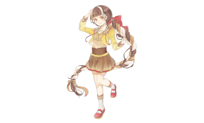 Anime girl with braided hair and yellow jacket