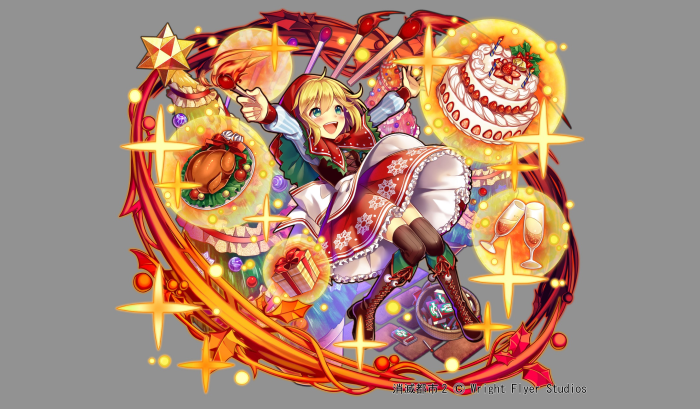 Girl with Christmas food and decorations