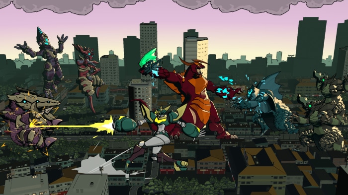 Dawn of the Monsters Kaiju battle in city