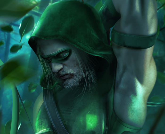 Green Arrow in a forest