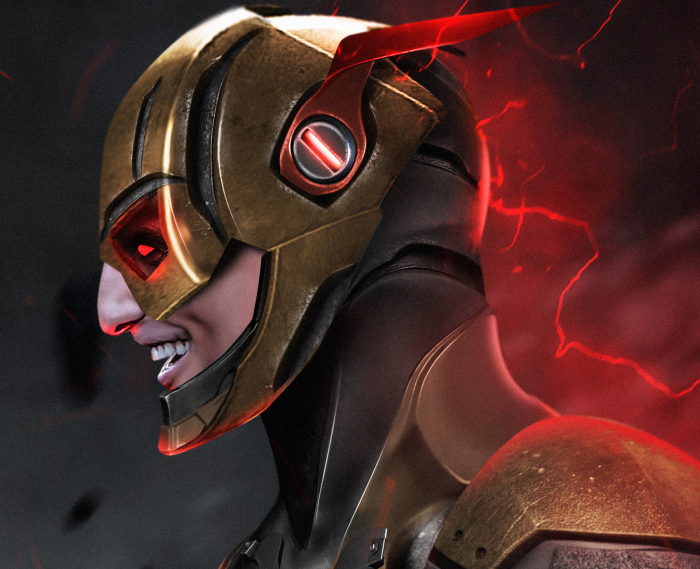 Reverse-Flash from DC Comics with red lightning