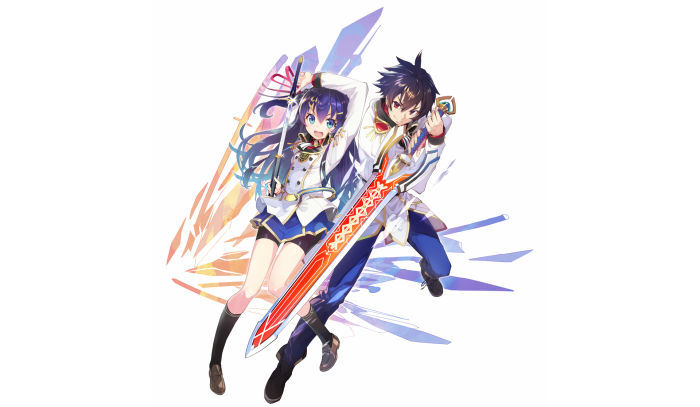 Anime girl and boy with swords