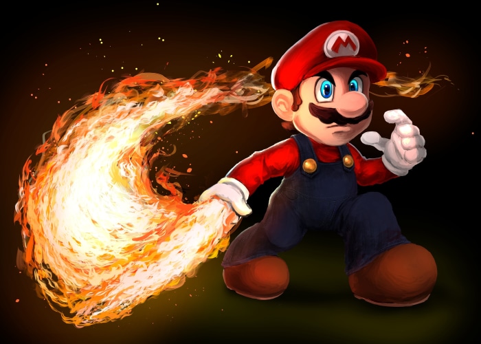Mario from Super Mario Bros. using Fireball Attack
