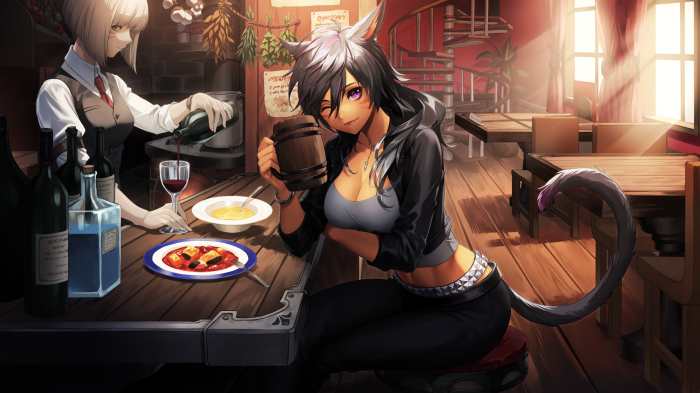 Miqo'te from Final Fantasy XIV at a tavern