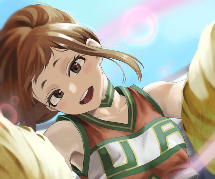 Ochako Uraraka from My Hero Academia smiling cheerleader