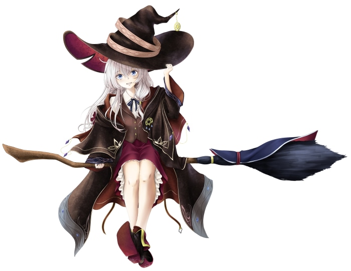 Elaina from The Journey of Elaina on a broomstick