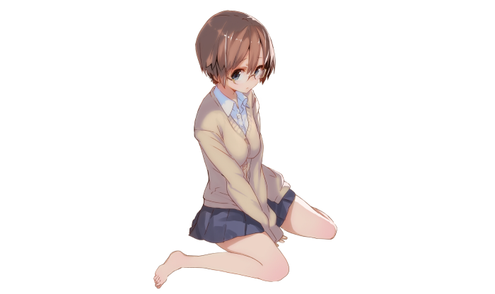 Girl with glasses and school uniform