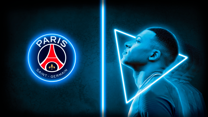 Kylian Mbappé and Paris Saint-Germain Neon Art