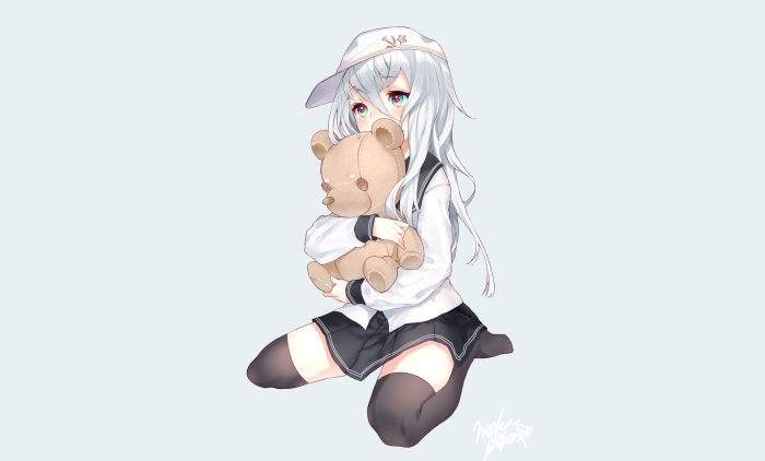 Hibiki from Kantai Collection holding a teddy bear