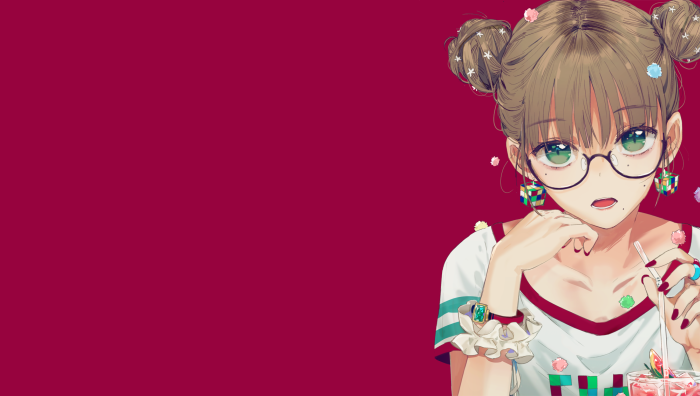 Anime girl with glasses and buns