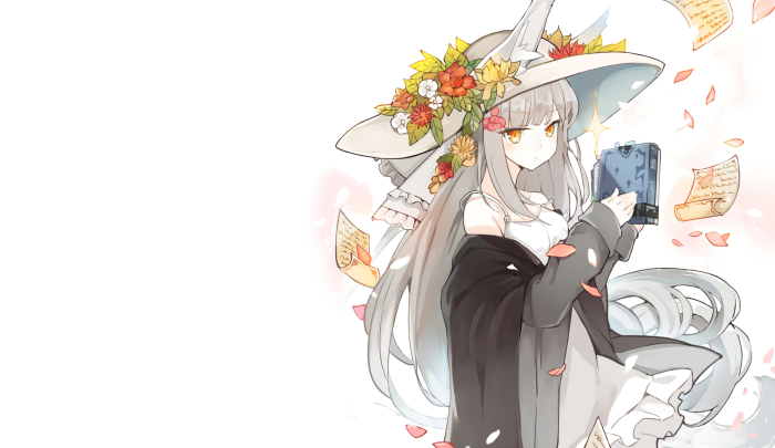 Anime girl with hat and book