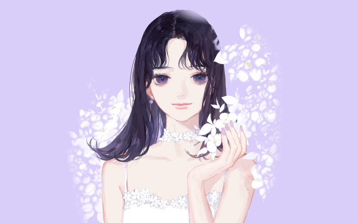 Anime girl with flowers