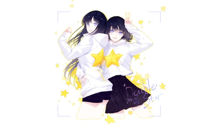 Two anime girls with stars