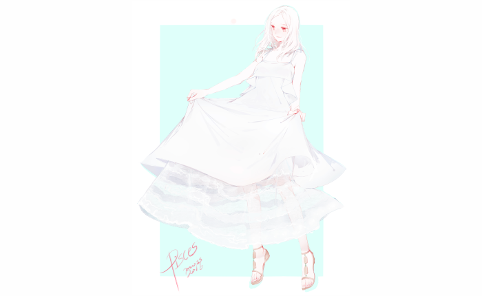 Anime girl in white dress