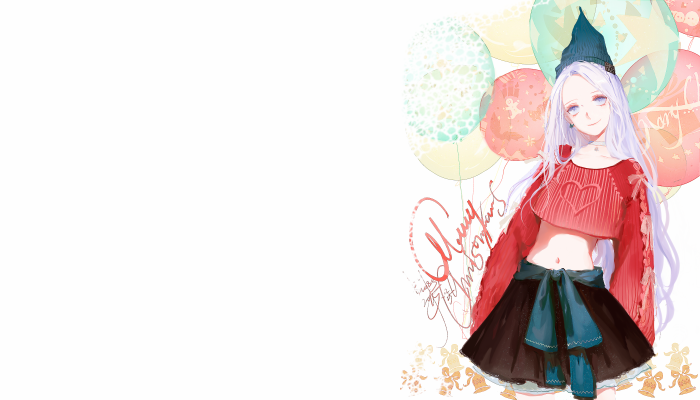 Girl with balloons and Christmas decorations