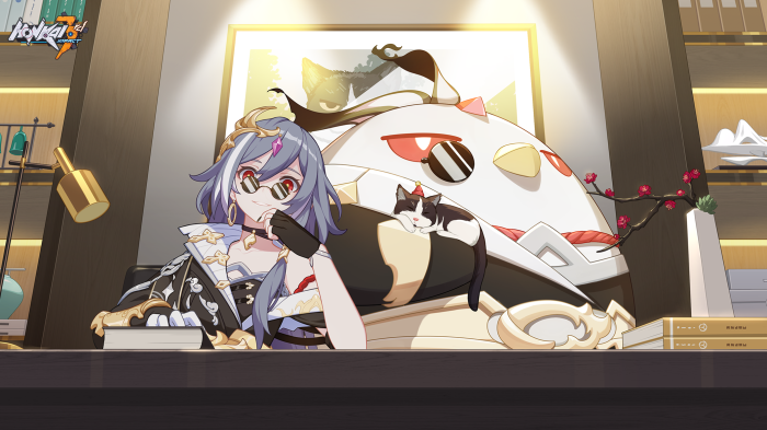 Fu Hua and a cat from Honkai Impact 3rd
