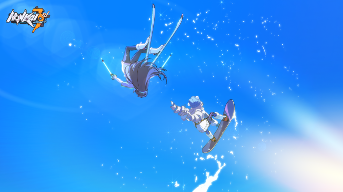 Honkai Impact 3rd characters skiing and snowboarding