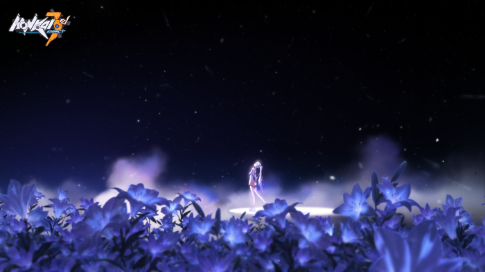 Honkai Impact 3rd character in a field of blue lilies