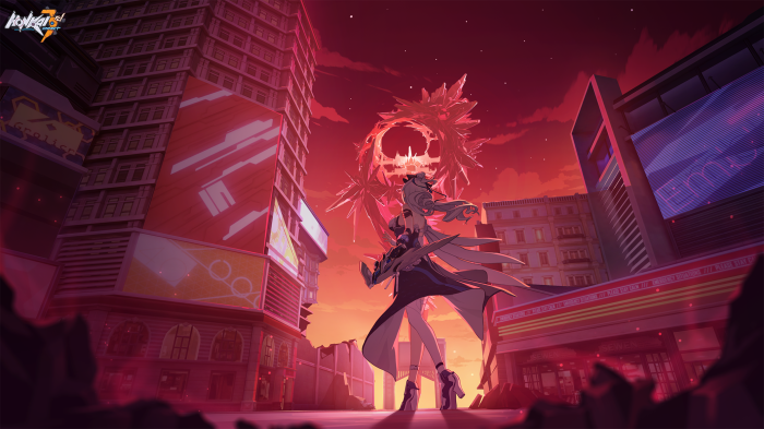 Honkai Impact 3rd: Character with Crystal Ring in City
