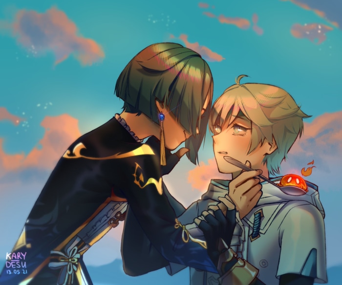 Chongyun and Xingqiu from Genshin Impact