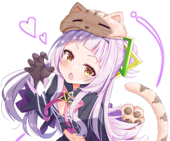 Murasaki Shion from Hololive wearing a cat hat