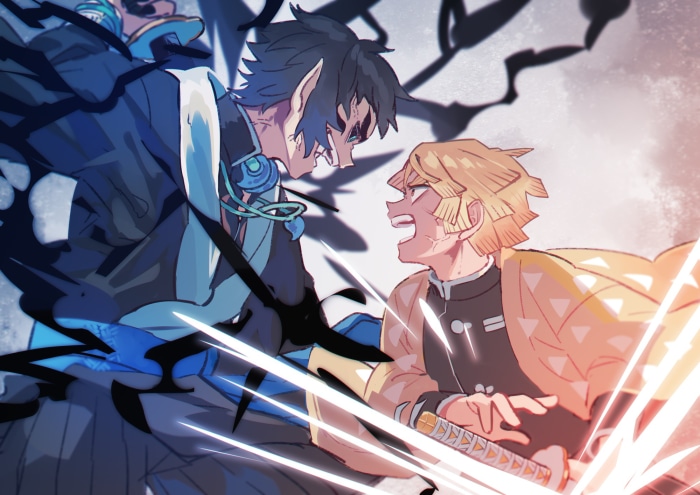 Kaigaku and Zenitsu from Demon Slayer