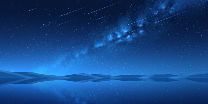 Starry Night Sky Over Reflecting Water