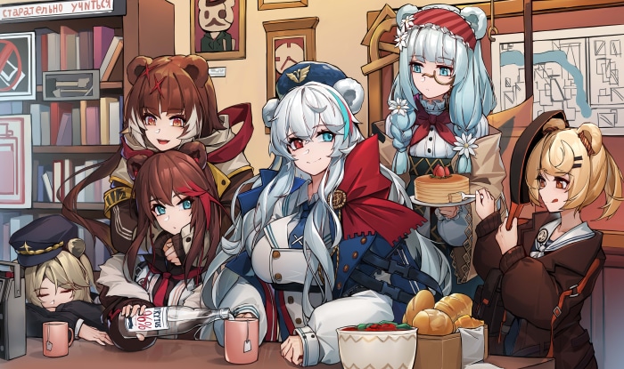 Arknights characters Zima, Rosa, Istina, Absinthe, Gummy