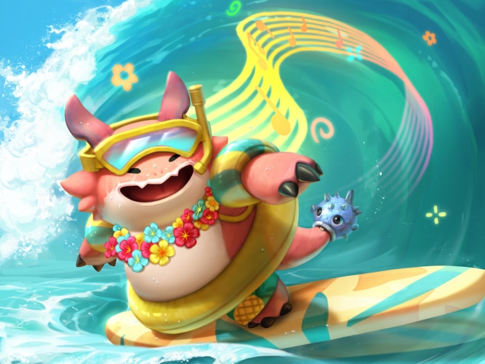 Fizz from League of Legends surfing