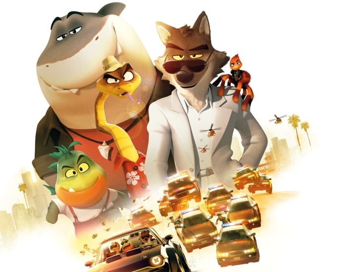 The Bad Guys characters with police cars