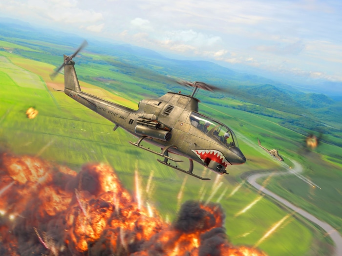 US Army AH-1G Cobra helicopter in combat