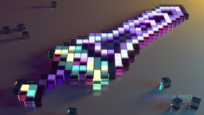 Terraria Pixelated Sword Art 4K