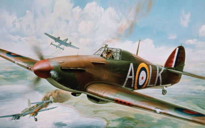 Hawker Hurricane in aerial combat during the Battle of Britain