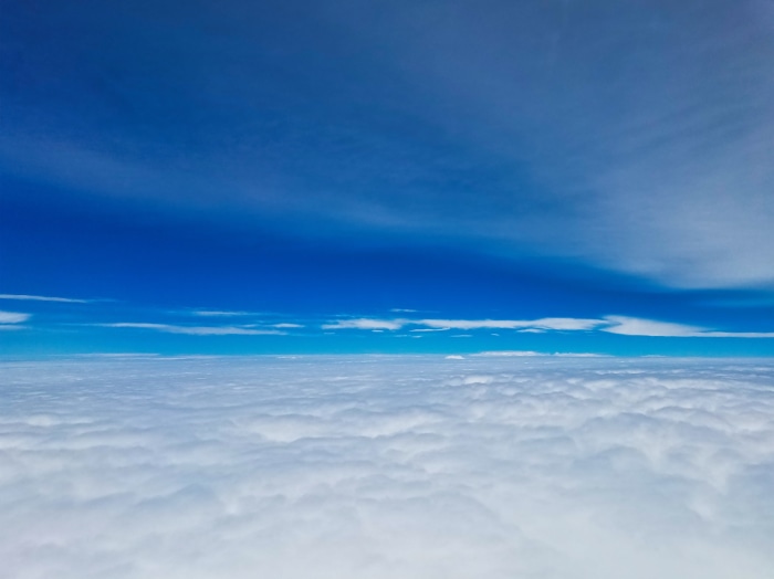 Clouds and Blue Sky from Airplane